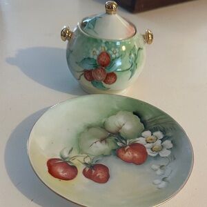 Vintage Green and Red Floral Dinnerware Set